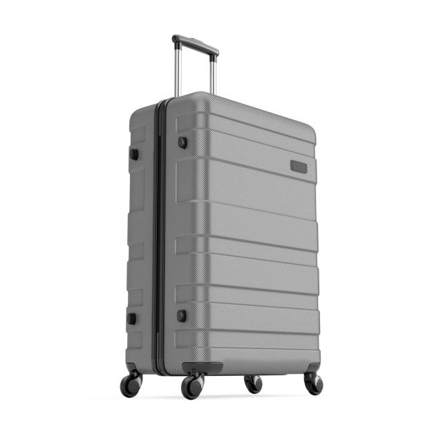 istock Travel Holiday Vacation Concept. Big Modern Luxury Plastic Gray Suitcase. 3d Rendering 1444862796