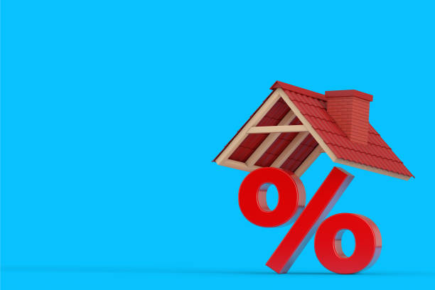 istock Red Percent Sign Under Red Tile Roof. 3d Rendering 1444863254