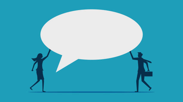 istock Businessman holding speech bubble as symbol of business cooperation and communication 1444863347