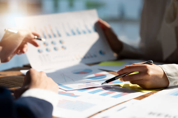 istock Business People Planning Strategy Analysis from financial document report, Office Concept 1444868371