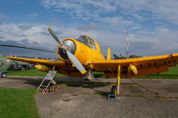 The Zlin Z-37 Cmelak aircraft. LET Z-37 Cmelak is an agricultural aircraft. The Slávnica Aviation Museum. stock photo
