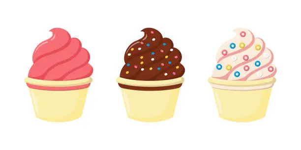 Vector illustration of ice cream in a bowl illustration design