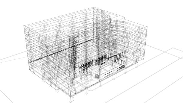 3D illustration of parking building project