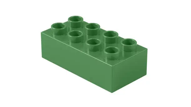 Photo of Mint Green Plastic Toy Block Isolated on a White Background.