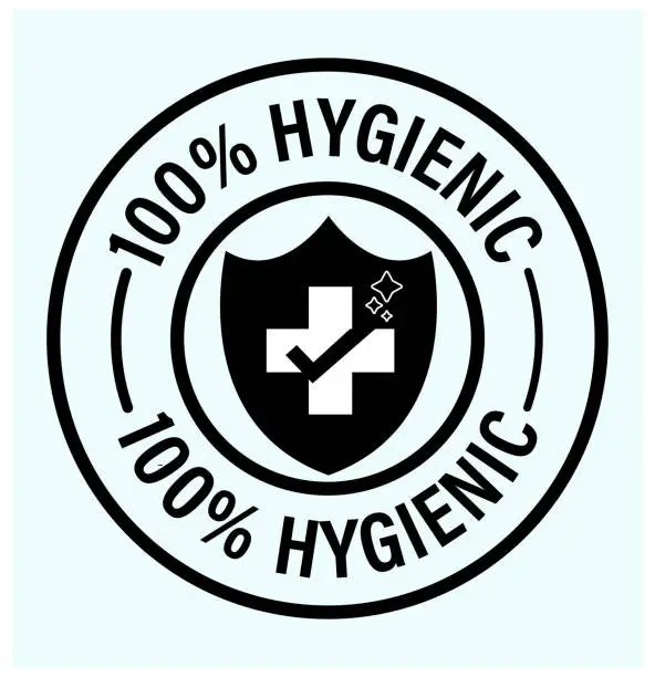 Vector illustration of 100% hygienic vector icon with cross mark and tick mark
