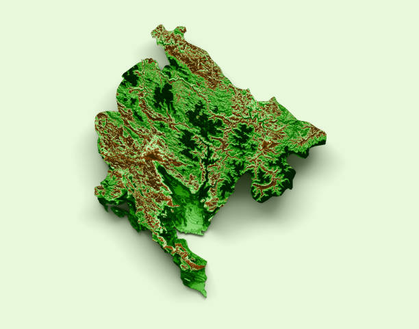 istock Montenegro Topographic Map 3d realistic map Color 3d illustration 1444900463