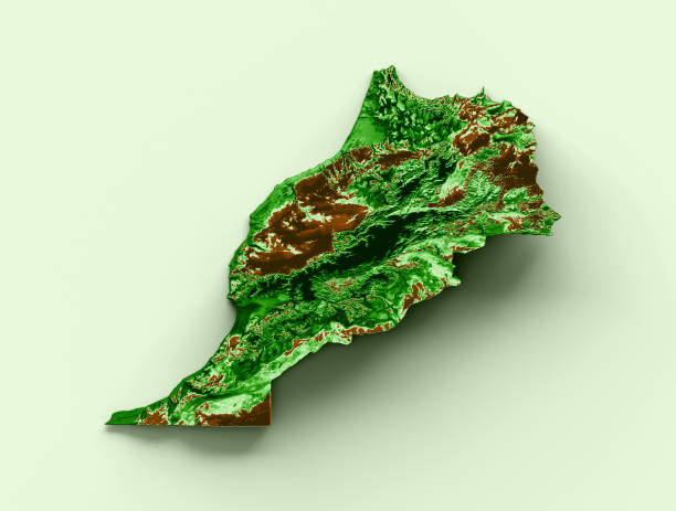 istock Morocco Topographic Map 3d realistic map Color 3d illustration 1444900465