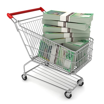 Australian money shopping cart