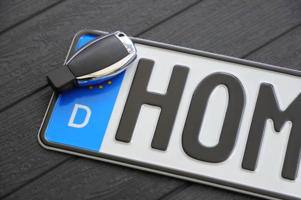 License plate with a car key