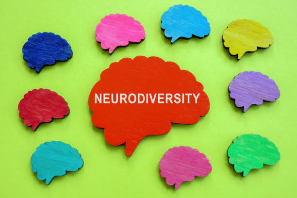 istock Colorful brains and one with inscription Neurodiversity. 1444917222