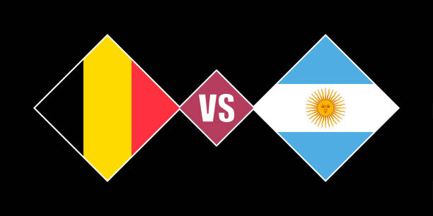belgien vs argentinien flagge konzept. vektordarstellung. - argentina qatar stock-grafiken, -clipart, -cartoons und -symbole