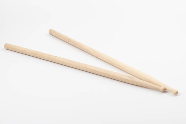 istock Wooden drumsticks isolated on white background. 1444921304