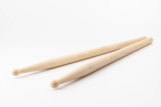 istock Wooden drumsticks isolated on white background. 1444921316