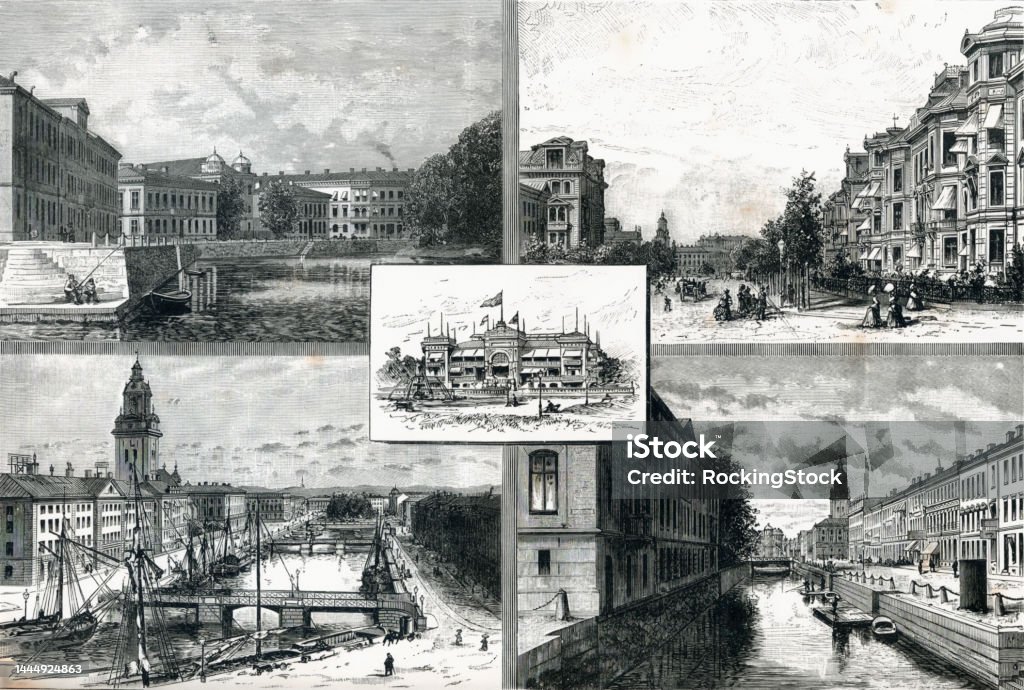 Ilustrasi Pemandangan Kota Gothenburg Swedia Abad Ke19 Ilustrasi Stok -  Unduh Gambar Sekarang - iStock