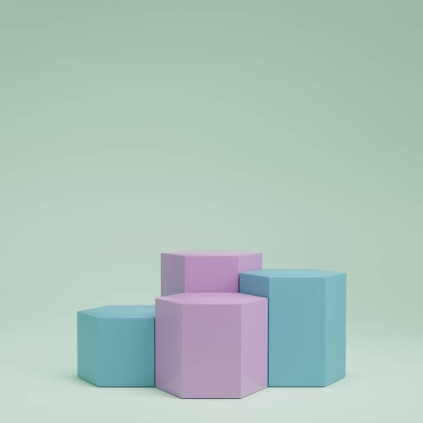 istock 3d rendering display product abstract minimal scene with geometric podium platform. stand for cosmetic products. Stage showcase on pedestal 3d studio. 1444929739