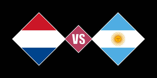 niederlande vs argentinien flagge konzept. vektordarstellung. - argentina qatar stock-grafiken, -clipart, -cartoons und -symbole