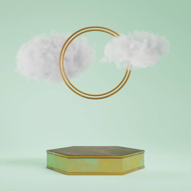 istock 3d rendering display product abstract minimal scene with geometric podium platform. stand for cosmetic products. Stage showcase on pedestal 3d studio. 1444930677