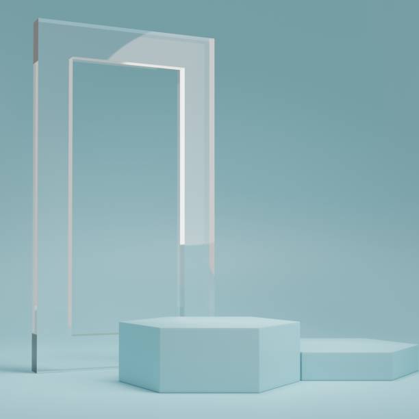 istock 3d rendering display product abstract minimal scene with geometric podium platform. stand for cosmetic products. Stage showcase on pedestal 3d studio. 1444932213