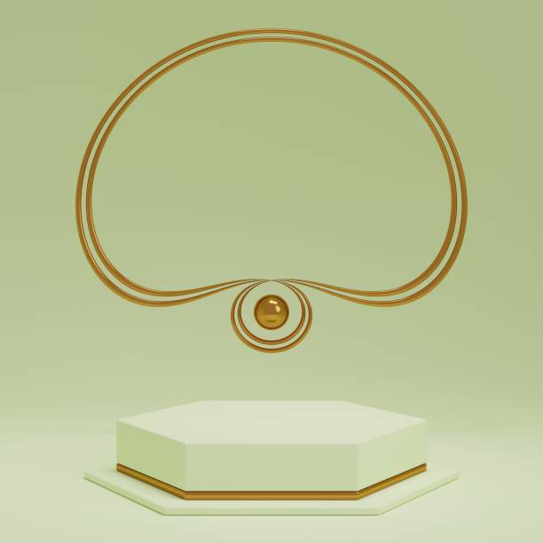 istock 3d rendering display product abstract minimal scene with geometric podium platform. stand for cosmetic products. Stage showcase on pedestal 3d studio. 1444933141