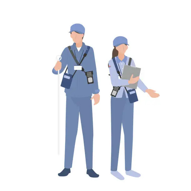 Vector illustration of A man and a woman working on water survey work