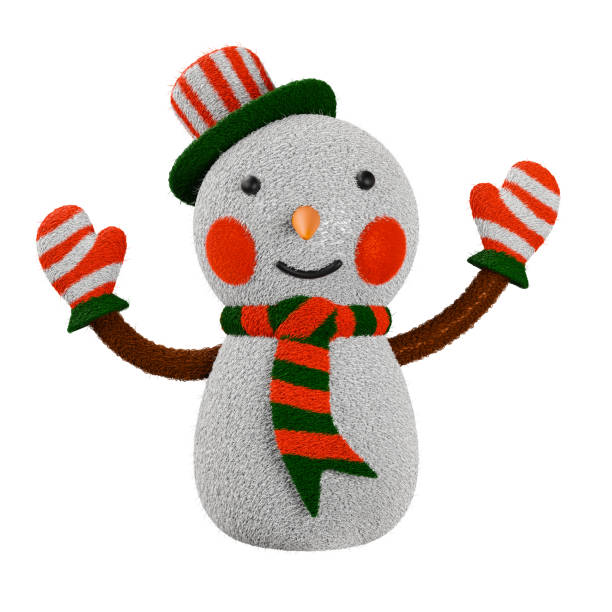 istock A fluffy Christmas snowman rendered in 3D and set against a white backdrop. 1444935695