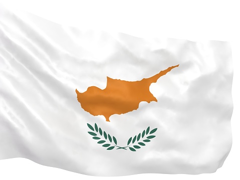 Flag of Cyprus, background with fabric texture