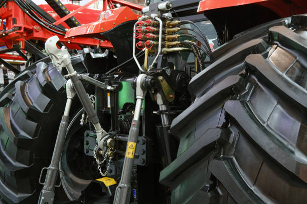 istock Rear view of the attachment system of a modern large tractor 1444937472