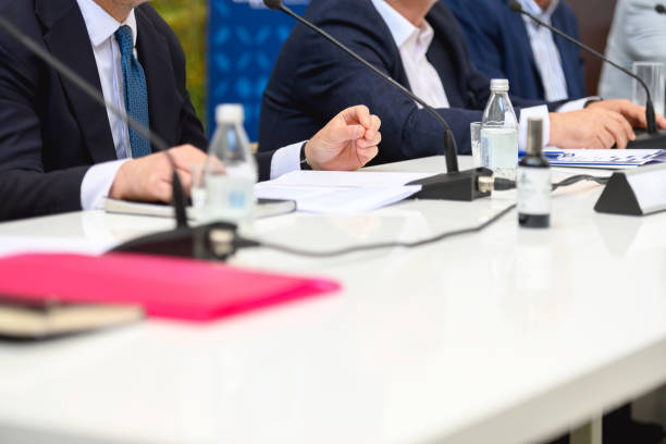 istock Beginning of the press conference 1444938316