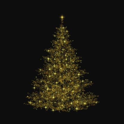 Christmas tree. Gold glitter light effect. Vector illustration EPS10