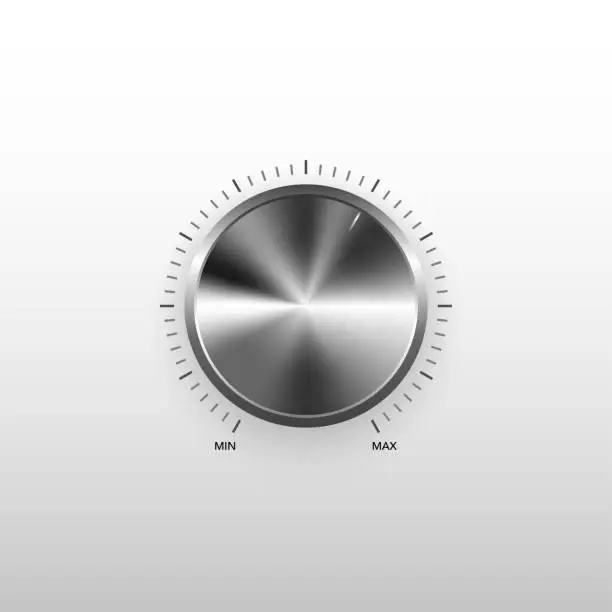 Vector illustration of Technology dial knob with metal texture.