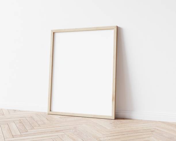 istock Vertical wooden frame on wooden floor. 3d illustration. 1444941491