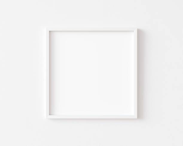 istock White square photo frame on white wall. 3d illustration. 1444941572
