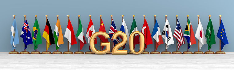 Set flags G20. 3D illustration