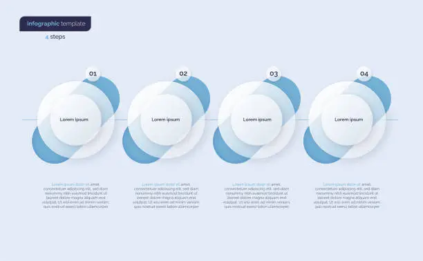 Vector illustration of Vector gradient minimalistic infographic template composed of 4 circles