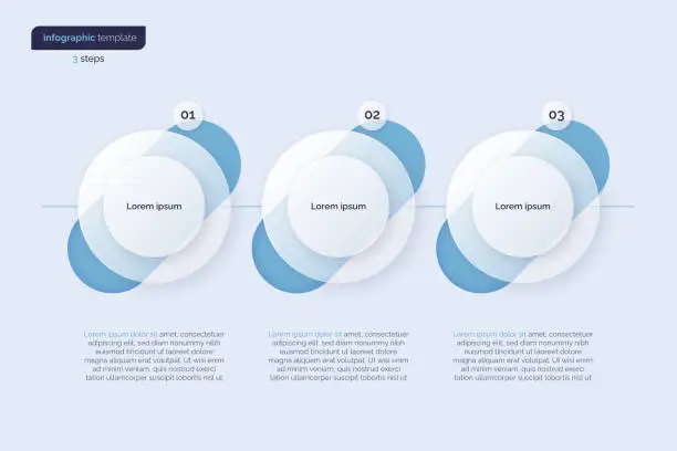 Vector illustration of Vector gradient minimalistic infographic template composed of 3 circles
