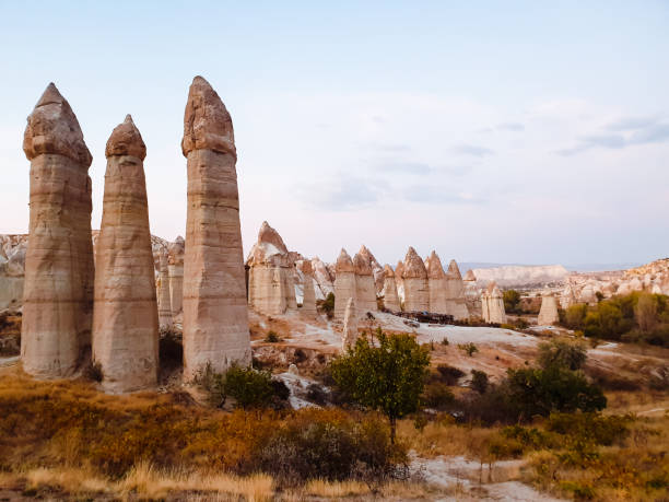 istock Mushroom stone formations in valley, Cappadocia, Turkey 1444953655