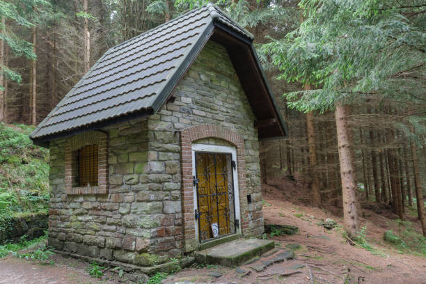 istock Forest chapel near spring called Good Water in Jesenik mountains. 1444954670