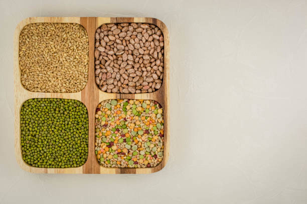 istock close up green ,yellow  peas and beans mix background 1444955150