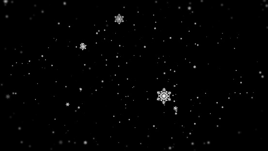 Snowflakes shape falling like snowfall on black background