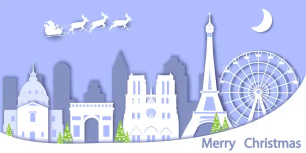 Vector illustration of Christmas in Paris