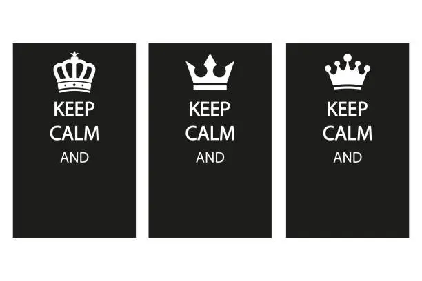 Vector illustration of Crown Keep calm vector in black background