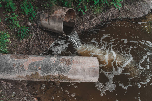 istock Dirty sewage from the pipe, dirty water discharged into river. Environmental pollution 1444969764