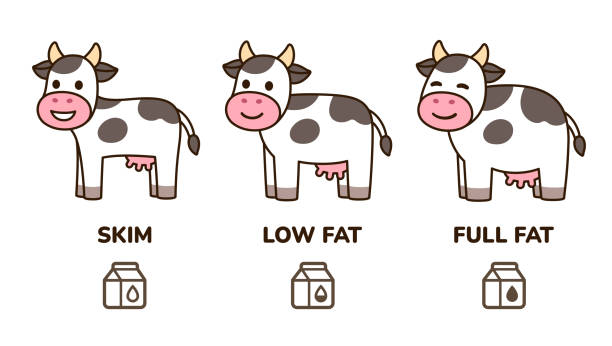 милый мультфильм смешное коровье молоко иллюстрация - nonfat milk stock illustrations