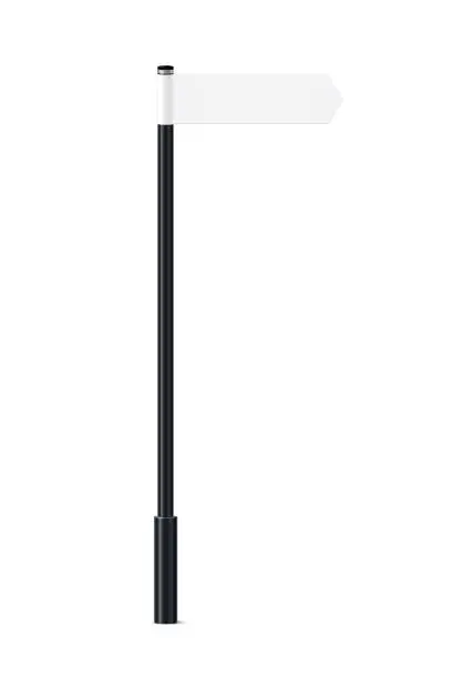 Vector illustration of Bollard with empty signs, billboards pointing direction forward, 3d black pillar