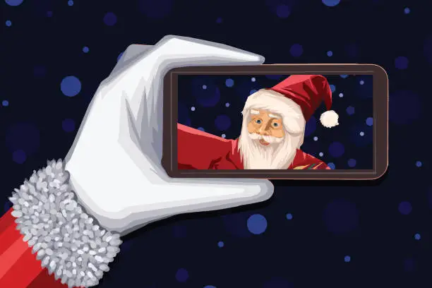 Vector illustration of Santa Claus taking selfie