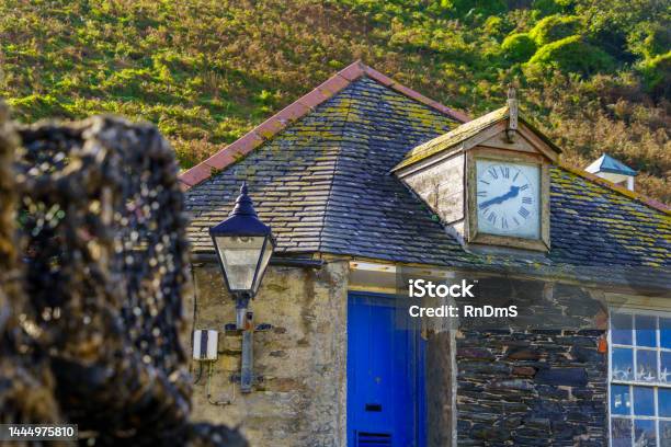 Building With Clock In The Port Of Port Isaac Stock Photo - Download Image Now - Autumn, Beach, Cityscape