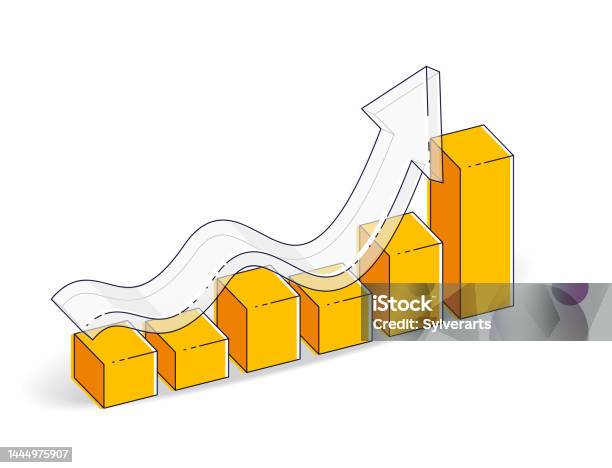 statistics graph moving up growth monochrome flat... Growth Chart Stats Bar Isolated On White Background Vector 3d Isometric ...