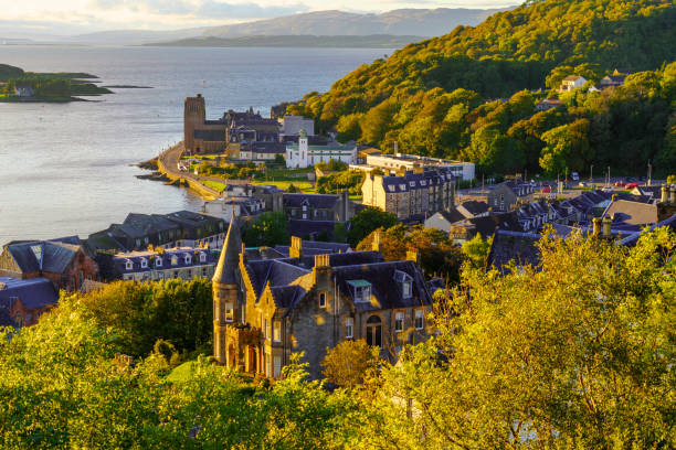 View of the town of Oban stock photo
