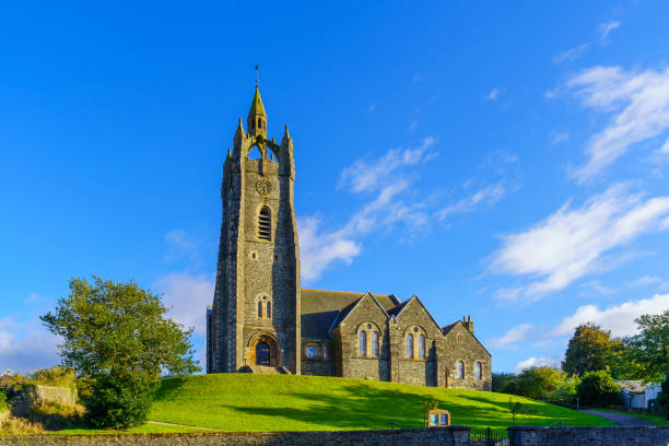 Roof tiles and spire of old church building at Port Chalmers Dunedin Otago New Zealand