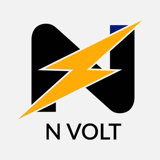 n volt abstract n buchstabe modern initial tech logo design - letter n flash stock-grafiken, -clipart, -cartoons und -symbole